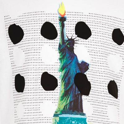 Boys white Statue of Liberty print t-shirt